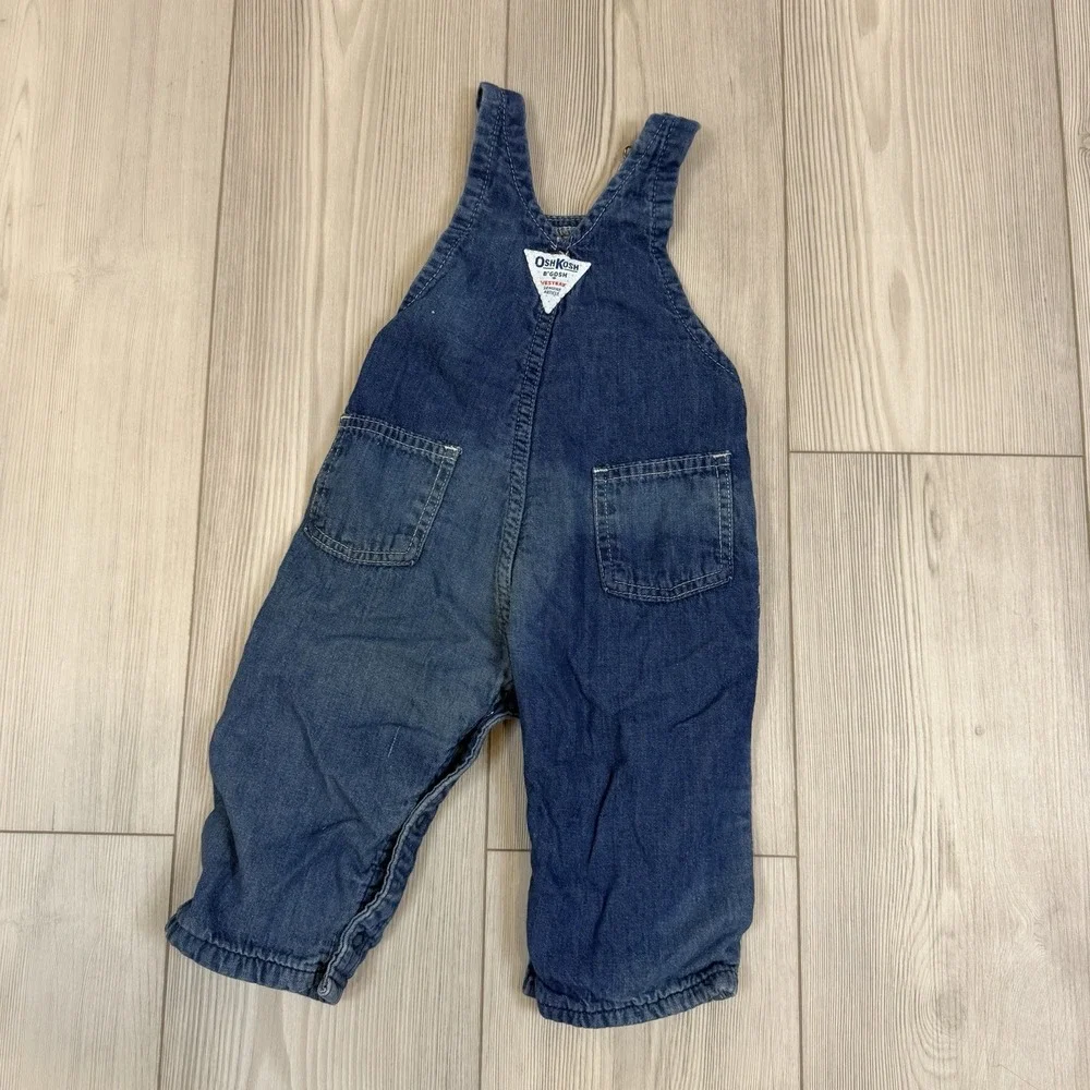 Vintage OshKosh B'Gosh Vestbak Plaid Flannel Line Boys Overalls Blue 18M USA‎